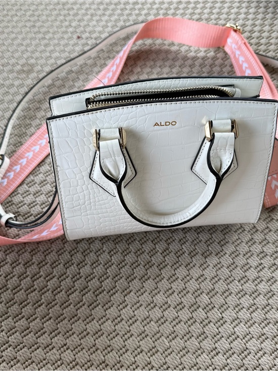 Aldo Handbags - aldo white croc embossed mini satchel bag